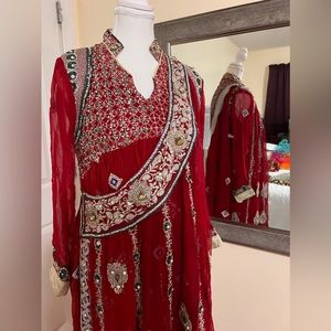 Embroidered Red Maxi Dress